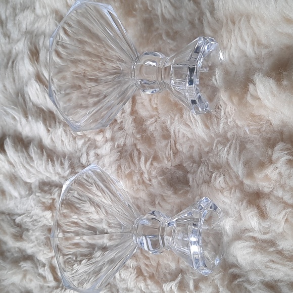 Vintage Clear Glass Shannon Ireland Candlestick Holders - pair - Picture 5 of 5